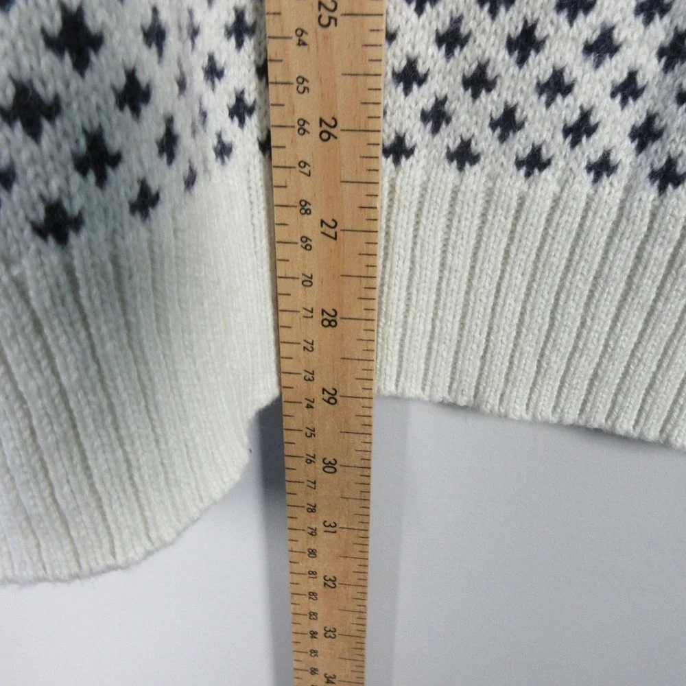 Long Wharf Supply Co Mens XL 1/4 Zip Sweater Fair Isle White Navy Nautical - Picture 12 of 15